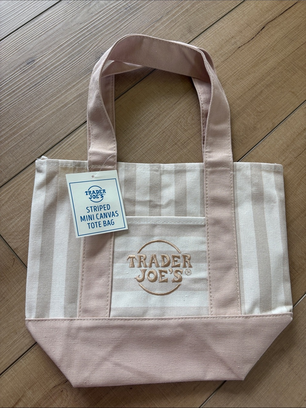 Trader Joe’s Mini Tote in cream and beige
